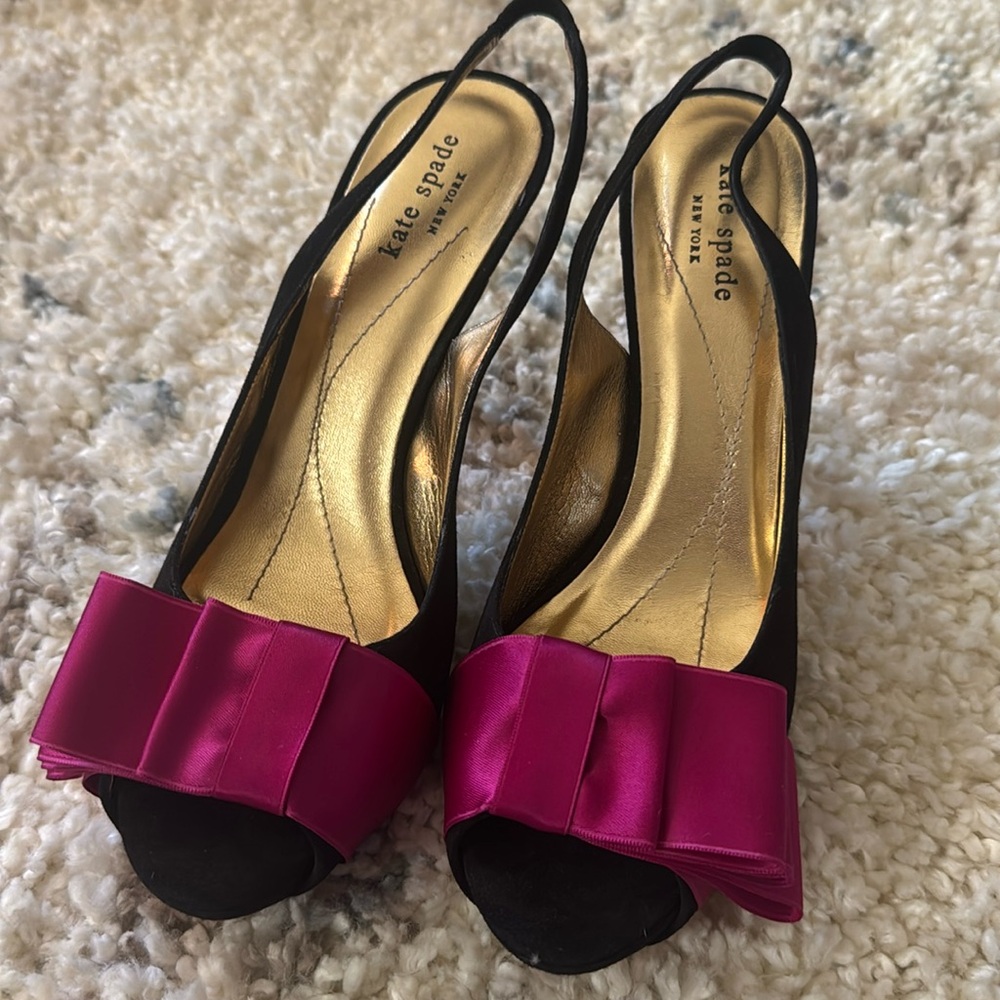 Kate Spade Black and Pink Women's Slingback Heels